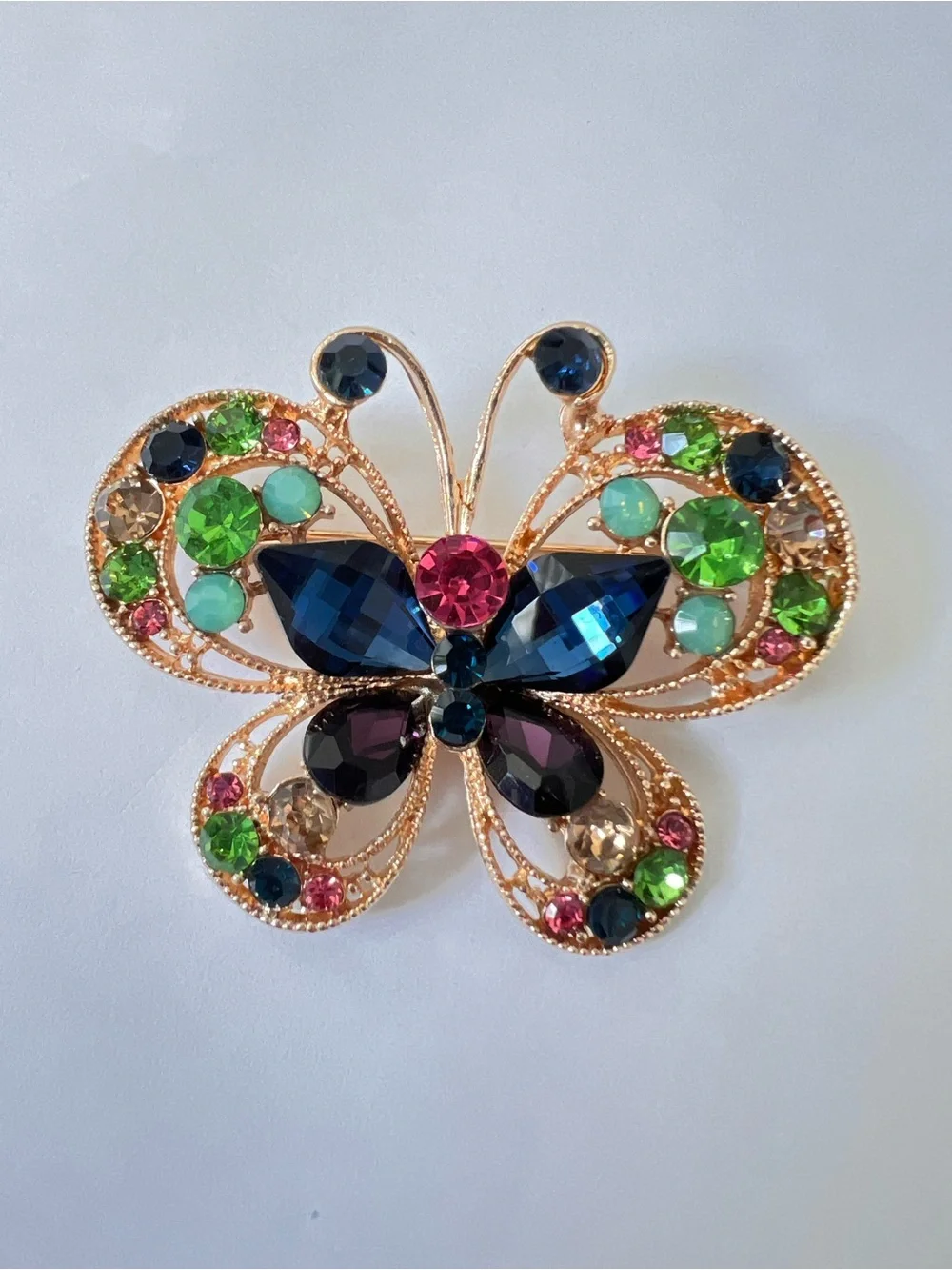 Lot of 3 Multicolor Crystal Butterfly Brooch Pin - Women Jewelry